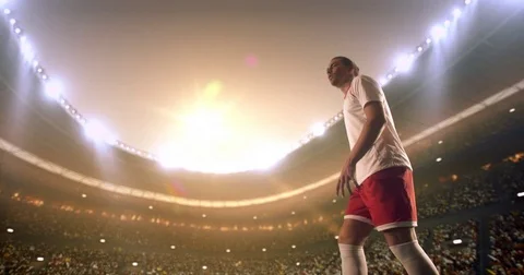 Soccer player in dramatic play during a soccer game Stock Footage 77551630