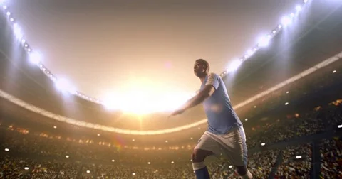 Soccer player in dramatic play during a soccer game Stock Footage 77551671