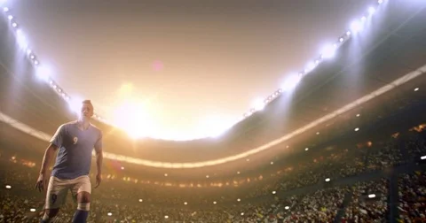 Soccer player in dramatic play during a soccer game Stock Footage 77551939