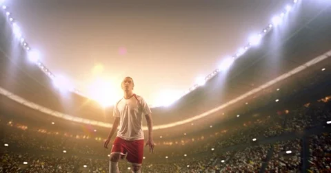 Soccer player in dramatic play during a soccer game Stock Footage 77551950