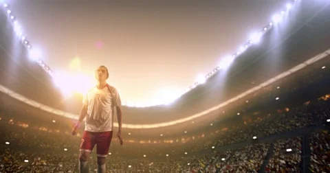 Soccer player in dramatic play during a soccer game Stock Footage 77552267