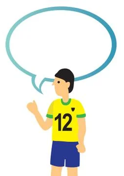 Soccer player with an empty speech bubble. Vector illustration. Stock Illustration
