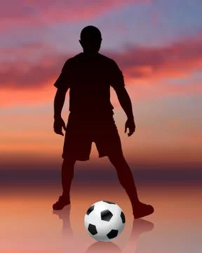 Soccer Player on Evening Background Stock Illustration