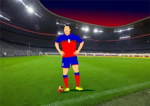 Soccer player on the field. Referee. 3d vector illustration Stock Illustration