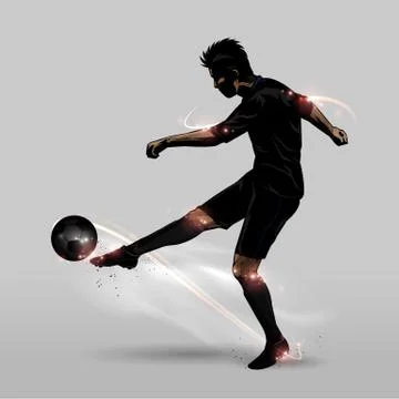 Soccer player half volley Stock Illustration