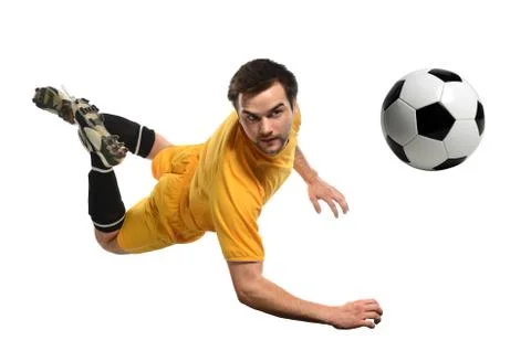 Soccer player heading ball Stock Photos