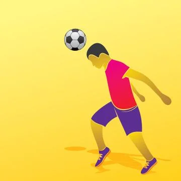 Soccer player hitting ball Stock Illustration