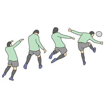 Soccer player jumping for ball header illustration vector hand drawn Stock Illustration