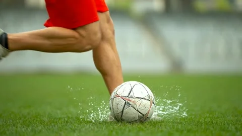 Soccer player kicking ball Stock Footage 159922705