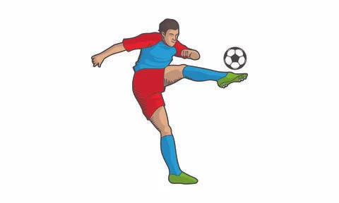 Soccer player kicking the ball. Vector illustration - kick football vector Stock Illustration