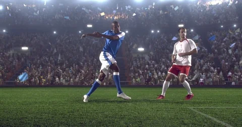 Soccer player makes a dramatic play Stock Footage 77128586