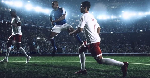 Soccer player makes a dramatic play Stock Footage 77132654