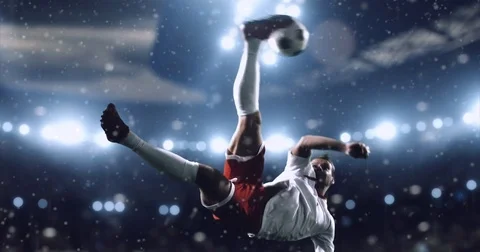 Soccer player makes a dramatic play Stock Footage 77137492