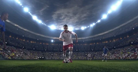 Soccer player makes a dramatic play Stock Footage 77542678