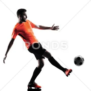 Soccer player Man Isolated silhouette Stock Photos