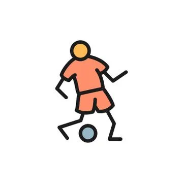 Soccer player passes ball flat color icon. Stock Illustration