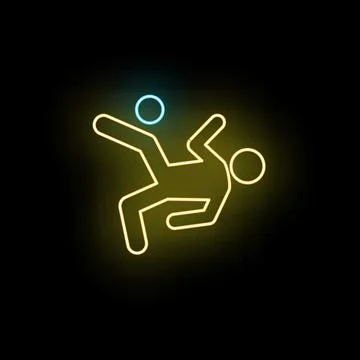Soccer player performing bicycle kick neon sign Stock Illustration