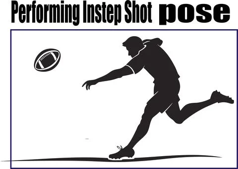Soccer Player Performing Instep Shot Silhouette Vector, Football Action Pos.. Stock Illustration
