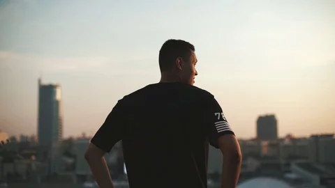 Soccer player on the roof2 Stock Footage 129467004