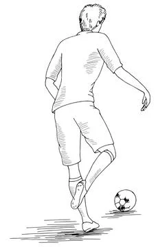 Soccer player run and kicks the ball graphic isolated sketch vector Stock Illustration