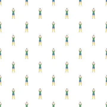 Soccer player seamless pattern holding football Stock Illustration