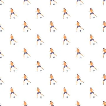 Soccer player seamless pattern on white background Illustrazione stock