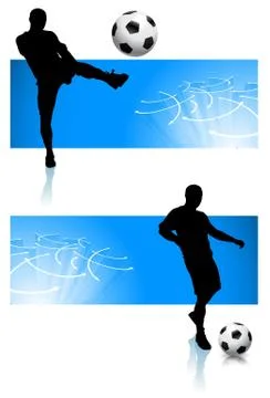 Soccer Player Set with Blue Frame Stock Illustration