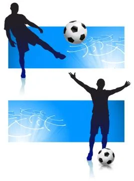 Soccer Player Set with Blue Frame Stock Photos