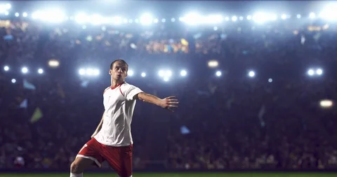 Soccer player shows a dramatic play on a... | Stock Video | Pond5