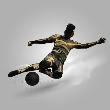 Soccer player slide tackle Stock Illustration