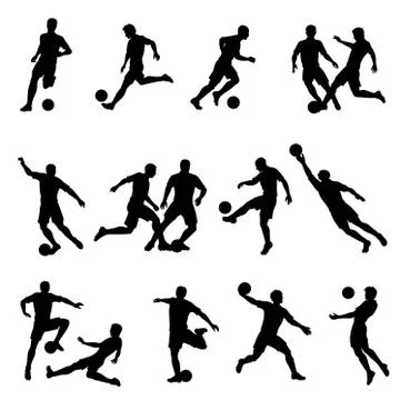 Soccer player vector silhouettes Stock Illustration