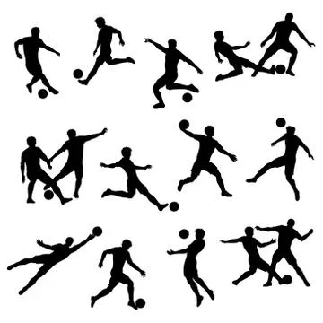 Soccer player vector silhouettes Illustrazione stock