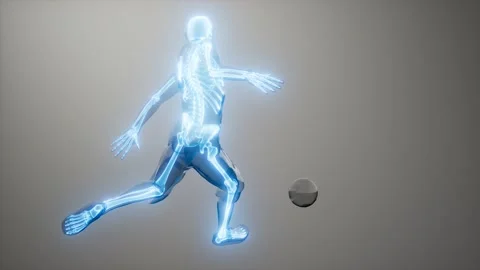 Soccer player with visible bones Medical Scan Stock Footage 201332472