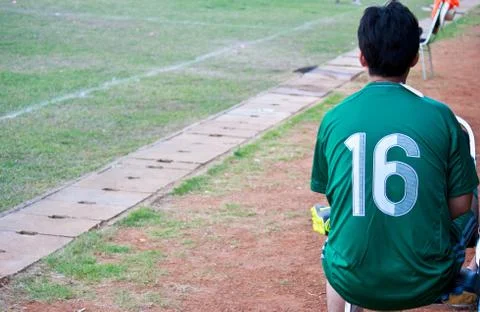 Soccer player wait for the match Stock Photos