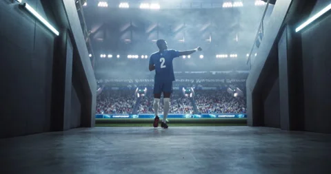 Soccer Player Walking Out of Stadium Tunnel Video stock 283367418