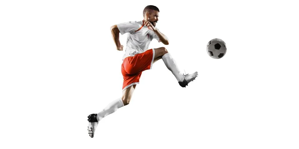 Soccer player on a white background Stock Photos