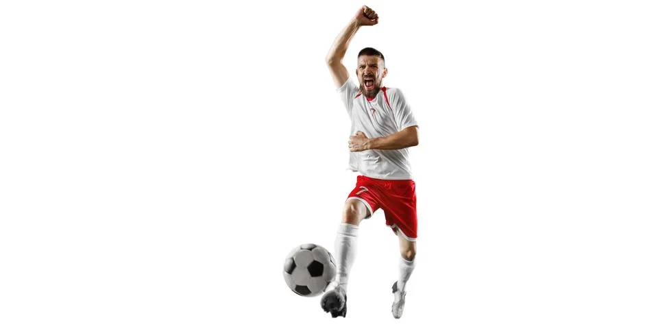 Soccer player on a white background Stock-Fotos