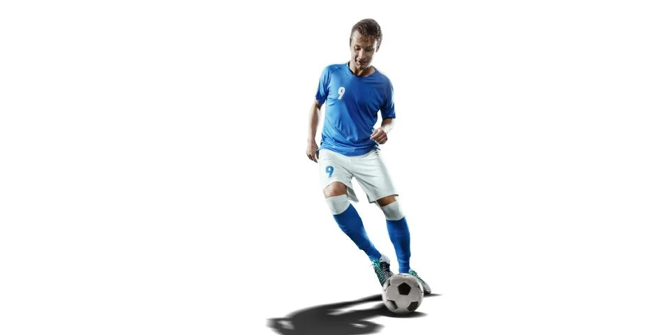 Soccer player on a white background Stock Photos