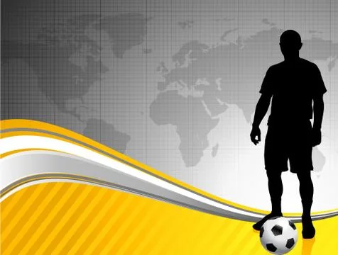 Soccer Player with World Map Background Stock Illustration