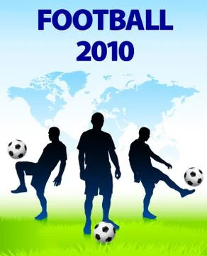 Soccer Player with World Map Background Illustrazione stock