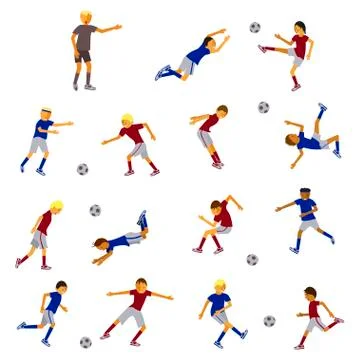 Soccer players and referee Stock Illustration