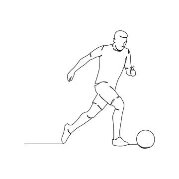 Soccer players, Continuous one line drawing Stock Illustration