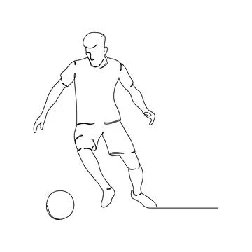 Soccer players, Continuous one line drawing Stock Illustration