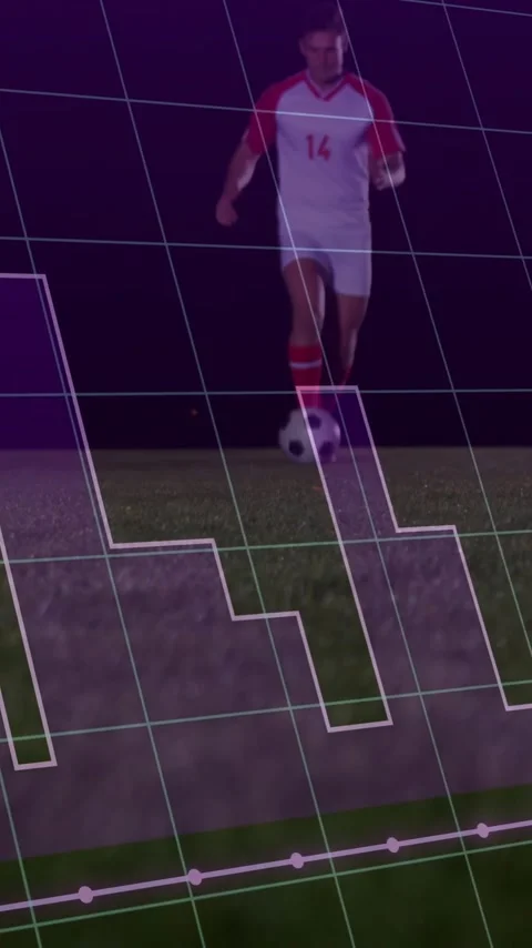 Soccer players on field with data graph animation overlaying scene Stock Footage 319617089