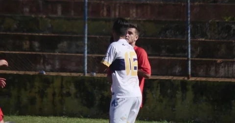 Soccer Players Fighting during a Match Stock Footage