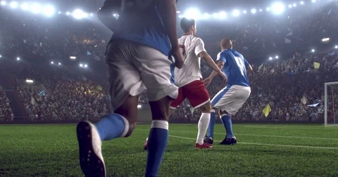 Soccer players on stadium Stock Footage 77061279