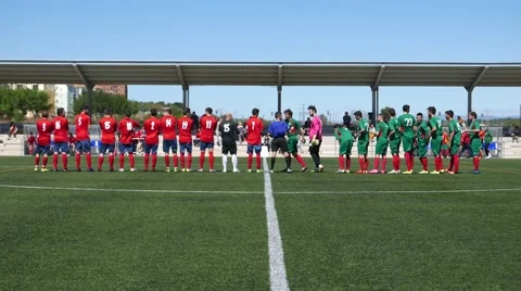 Soccer Players at the Start of a Game Stock Footage 62554895