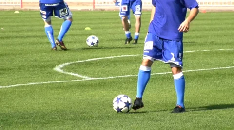 Soccer players at the training camp Stock Footage 4280230