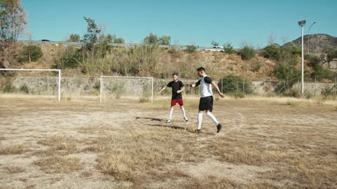 Soccer Players Training Together In The Empty Soccer Field Stock Footage 327983147