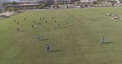 Soccer playing fly over Stock-Footage 89918601